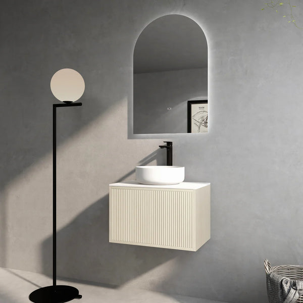 Slim Wall Hung Vanity Coastal Oak 600mm/750mm/1500mm (390mmDEEPTH )