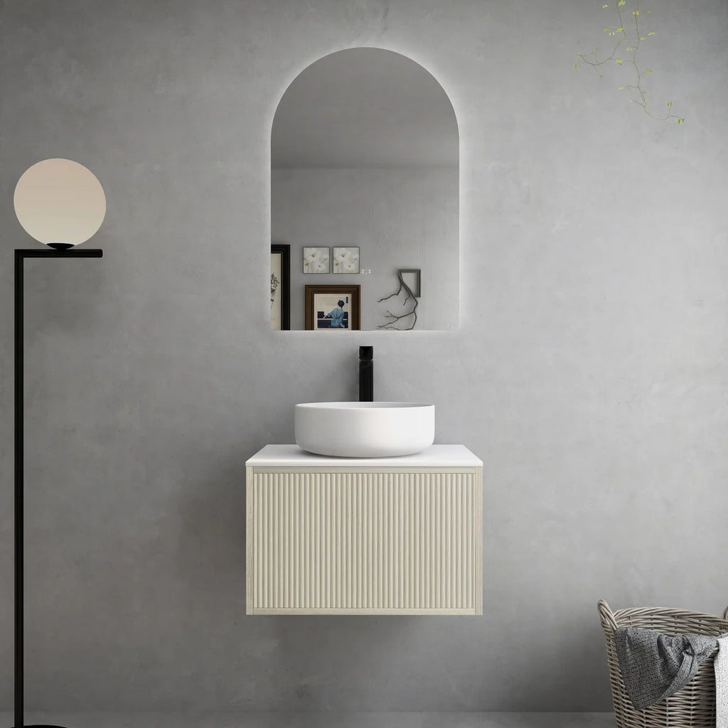 BELLEVUE COASTAL WALL HUNG VANITY OAK 600MM/750MM