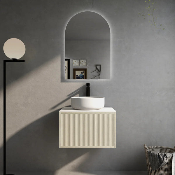 BELLEVUE COASTAL WALL HUNG VANITY OAK 600MM/750MM