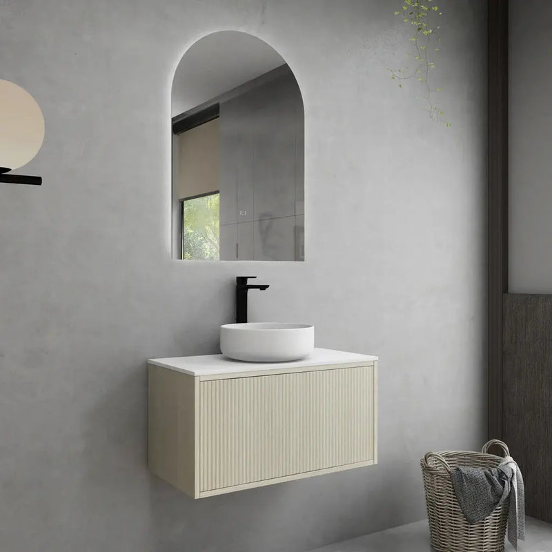 Slim Wall Hung Vanity Coastal Oak 600mm/750mm/1500mm (390mmDEEPTH ) CETO