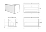 Slim Wall Hung Vanity Coastal Oak 600mm/750mm/1500mm (390mmDEEPTH ) CETO
