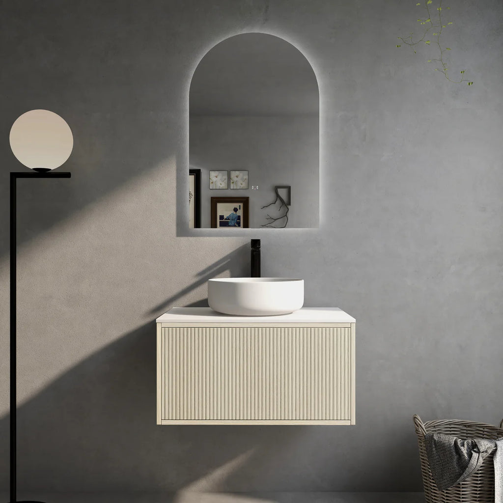 BELLEVUE COASTAL WALL HUNG VANITY OAK 600MM/750MM