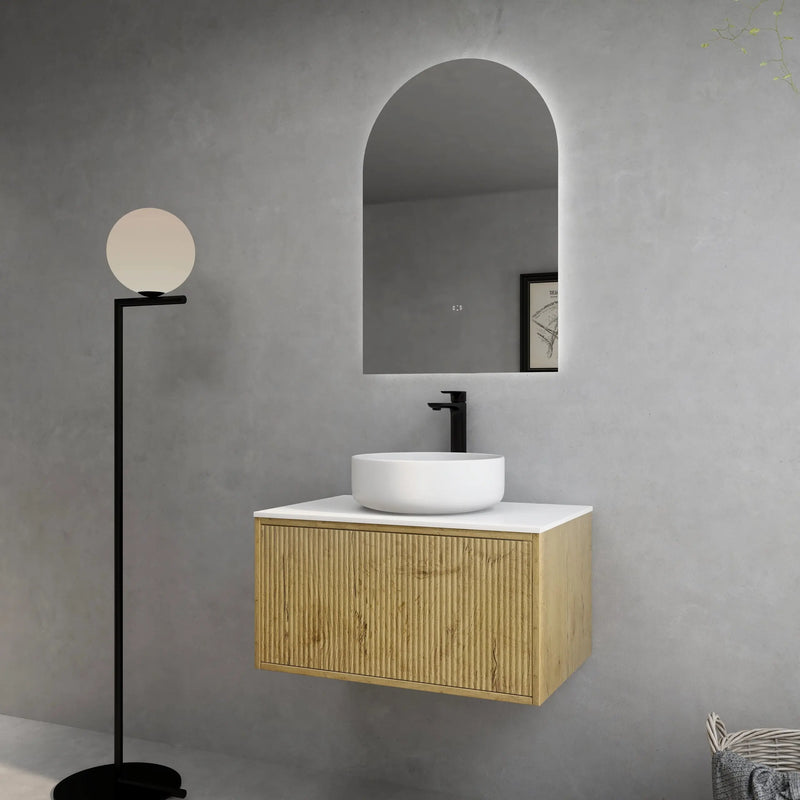 Bellevue Ensuite Slim Wall Hung Vanity Prime Oak 590X386X380mm/740X386X380mm/1500X386X380mm - FIL Kitchen Bathroom