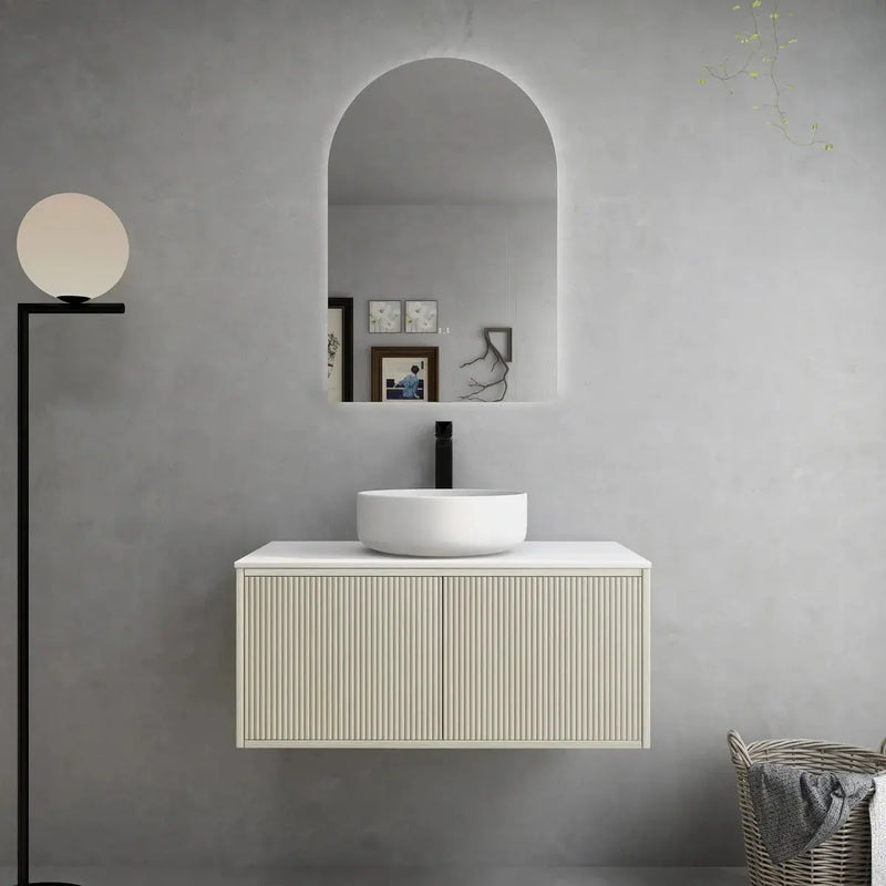BELLEVUE COASTAL WALL HUNG VANITY OAK 900MM/1200MM FIL Kitchen Bathroom