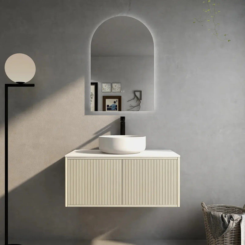 BELLEVUE COASTAL WALL HUNG VANITY OAK 900MM/1200MM FIL Kitchen Bathroom