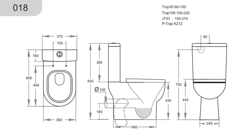 Bela KDK018 Skew Toilet Suite - FIL Kitchen Bathroom
