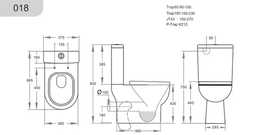 Bela KDK018 Skew Toilet Suite - FIL Kitchen Bathroom