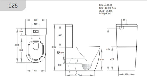 Veda KDK025R Rimless Toilet Suite - FIL Kitchen Bathroom