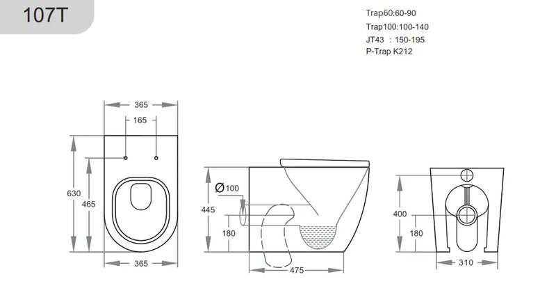 KDK107T Elvera Tornado Wall Faced Floor Pan - FIL Kitchen Bathroom