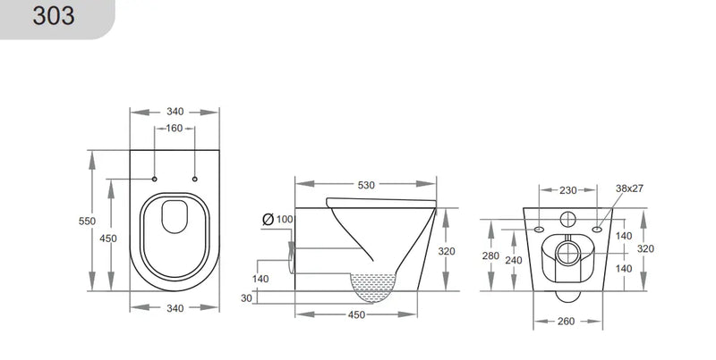 KDK303 Qubist Wall Hung Pan - FIL Kitchen Bathroom