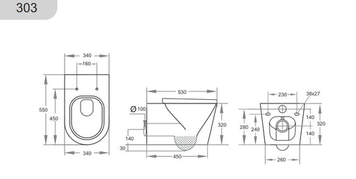 KDK303 Qubist Wall Hung Pan - FIL Kitchen Bathroom