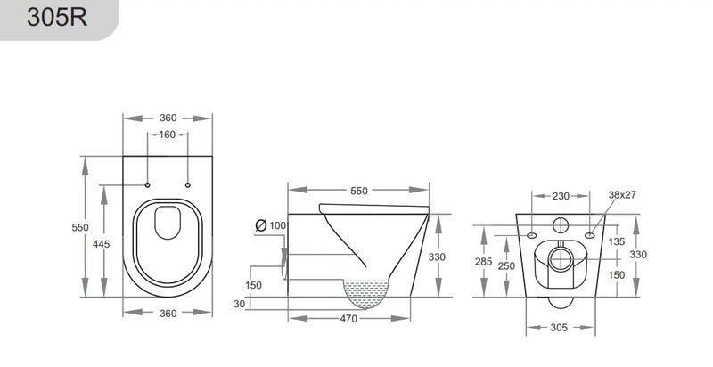 KDK305R Veda Rimless Wall Hung Pan - FIL Kitchen Bathroom