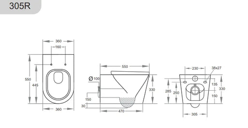 KDK305R Veda Rimless Wall Hung Pan - FIL Kitchen Bathroom