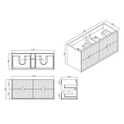Kingo Fluted Wall Hung Vanity Matte Black  1200mm/1500mm - FIL Kitchen Bathroom