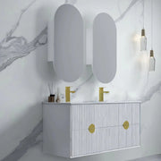 Kingo Fluted Wall Hung Vanity Matte White 1200mm/1500mm - FIL Kitchen Bathroom