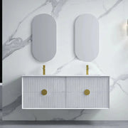 Kingo Fluted Wall Hung Vanity Matte White 1200mm/1500mm - FIL Kitchen Bathroom