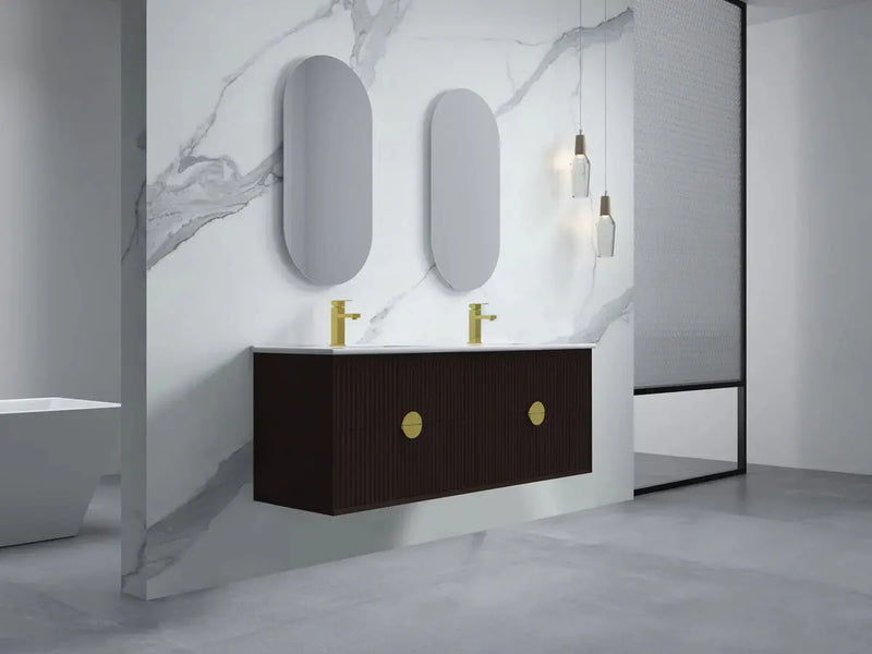 Kingo Fluted Wall Hung Vanity Matte Black  1200mm/1500mm - FIL Kitchen Bathroom