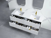 Kingo Fluted Wall Hung Vanity Matte White 1200mm/1500mm - FIL Kitchen Bathroom