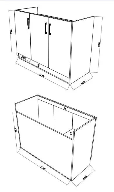 Lukka PVC Kitchenette/Laundry Unit KM1248 Lukka