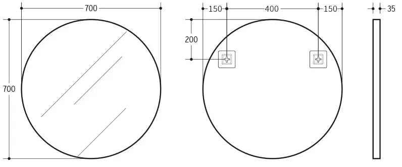 Luna Aluminum Framed Mirror (600/700/800) POSEIDON