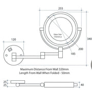 THERMOGROUP 1 & 8X MAGNIFICATION MIRROR WITH LIGHT 200MM - FIL Kitchen Bathroom