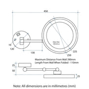 THERMOGROUP 3X MAGNIFICATION MIRROR WITH LIGHT CHROME 250MM - FIL Kitchen Bathroom
