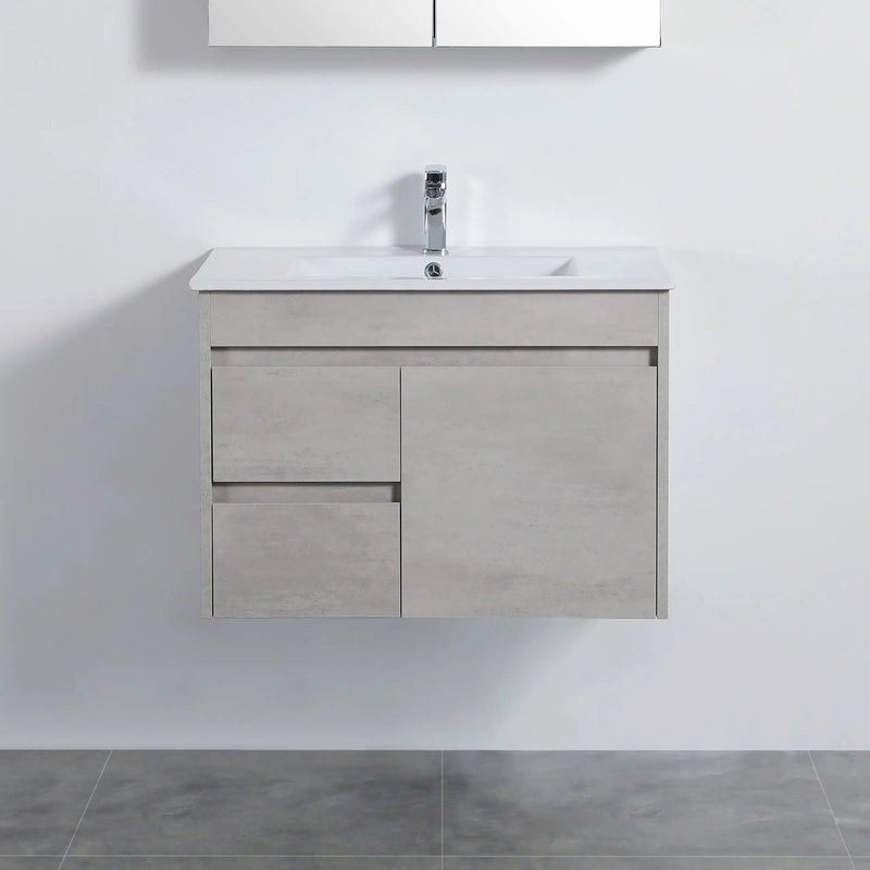 Nova Poly Wood Wall Hung Vanity-Concrete Grey (750mm/900mm) - FIL Kitchen Bathroom