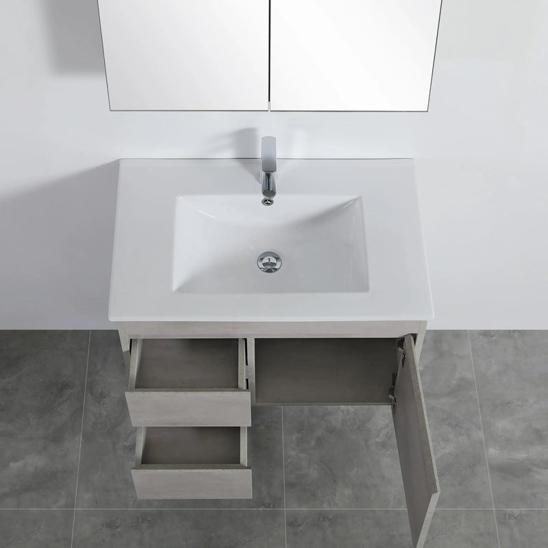 Nova Poly Wood Wall Hung Vanity-Concrete Grey (750mm/900mm) - FIL Kitchen Bathroom