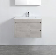 Nova Poly Wood Wall Hung Vanity-Concrete Grey (750mm/900mm) - FIL Kitchen Bathroom