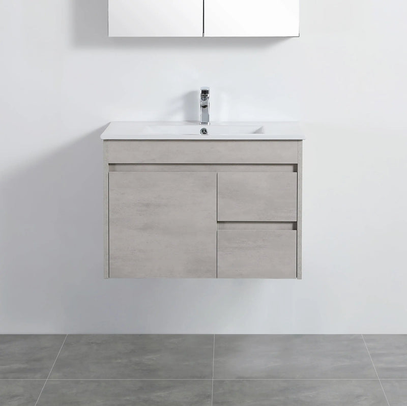 Nova Poly Wood Wall Hung Vanity-Concrete Grey (750mm/900mm) - FIL Kitchen Bathroom