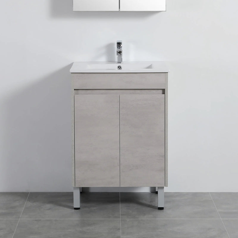 Nova Poly Wood Freestanding Vanity-Concrete Grey (600mm) - FIL Kitchen Bathroom