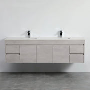 Nova Poly Wood Wall Hung Vanity-Concrete Grey (1200mm/1500mm/1800mm) - FIL Kitchen Bathroom