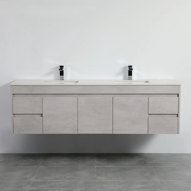Nova Poly Wood Wall Hung Vanity-Concrete Grey (1200mm/1500mm/1800mm) - FIL Kitchen Bathroom