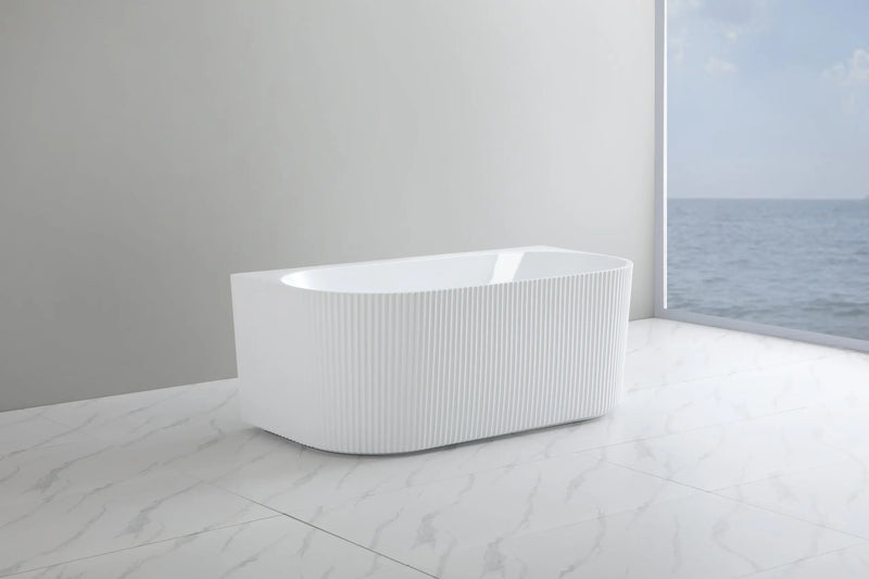 Poseidon Back to Wall Fluted Oval Free Standing (1500mm) POSEIDON