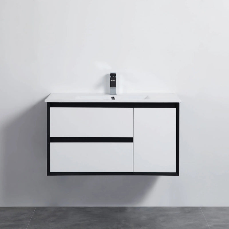 MATTE WHITE AND MATTE BLACK PVC WALL HUNG VANITY 600/750/900/1200/1500mm POSEIDON