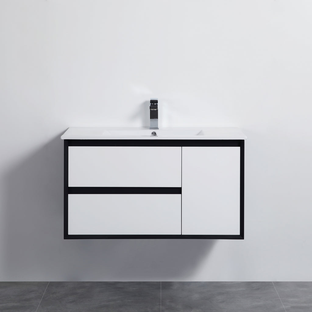 MATTE WHITE AND MATTE BLACK PVC WALL HUNG VANITY 600/750/900/1200/1500mm