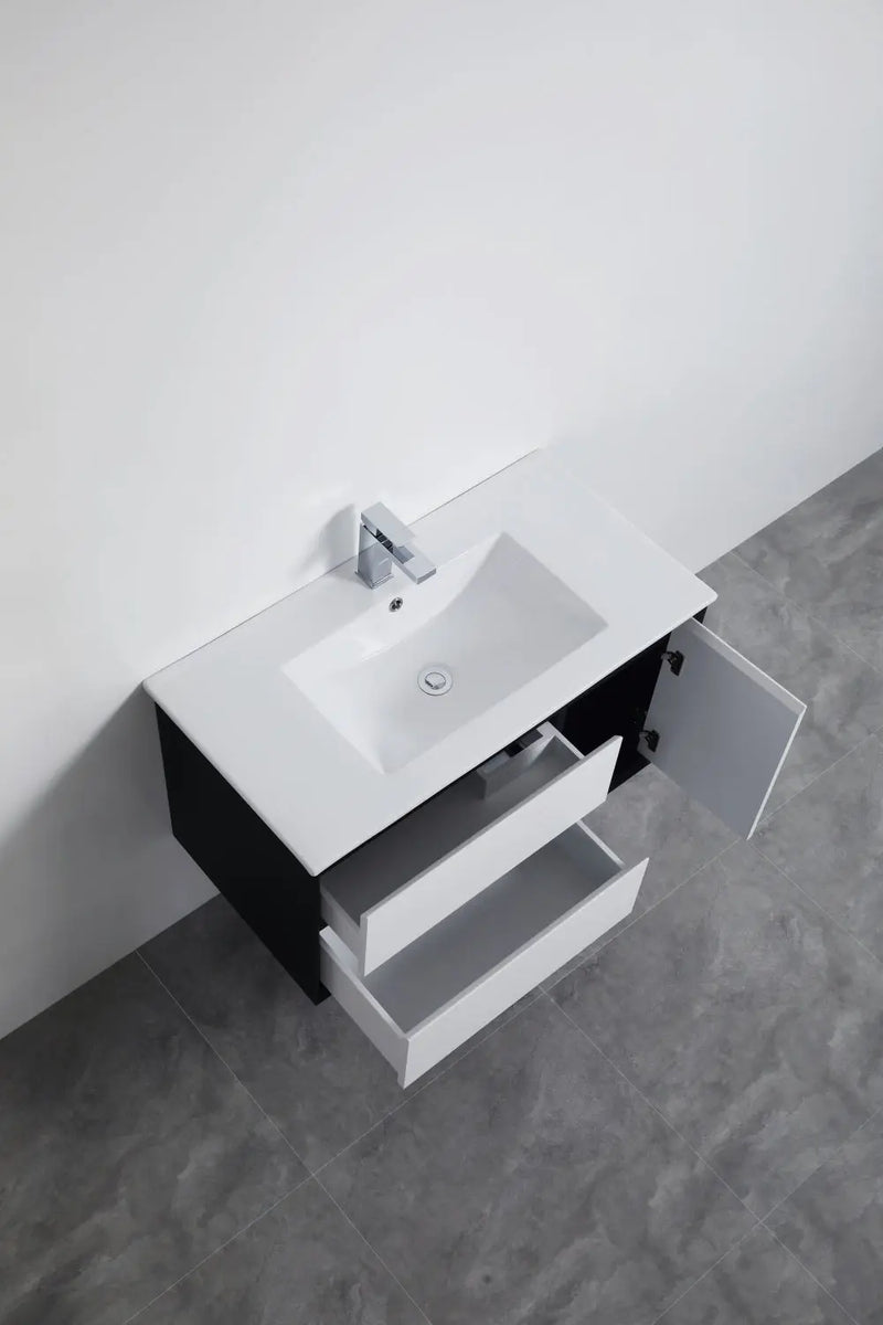 MATTE WHITE AND MATTE BLACK PVC WALL HUNG VANITY 600/750/900/1200/1500mm POSEIDON