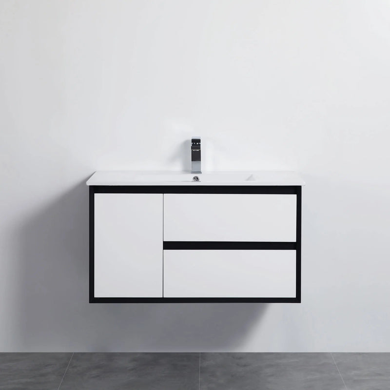 MATTE WHITE AND MATTE BLACK PVC WALL HUNG VANITY 600/750/900/1200/1500mm POSEIDON