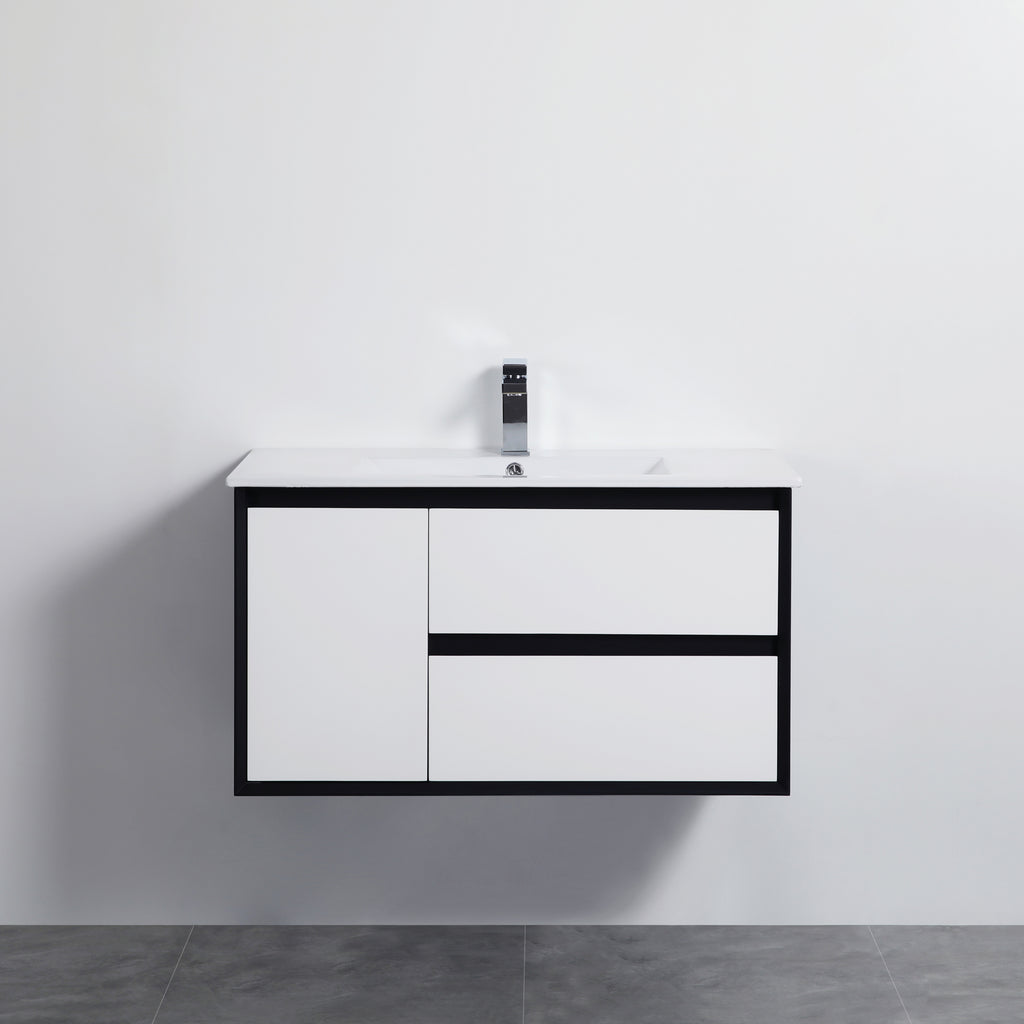 MATTE WHITE AND MATTE BLACK PVC WALL HUNG VANITY 600/750/900/1200/1500mm