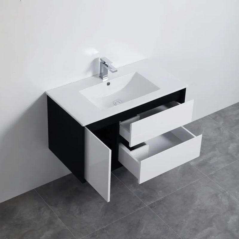 MATTE WHITE AND MATTE BLACK PVC WALL HUNG VANITY 600/750/900/1200/1500mm POSEIDON