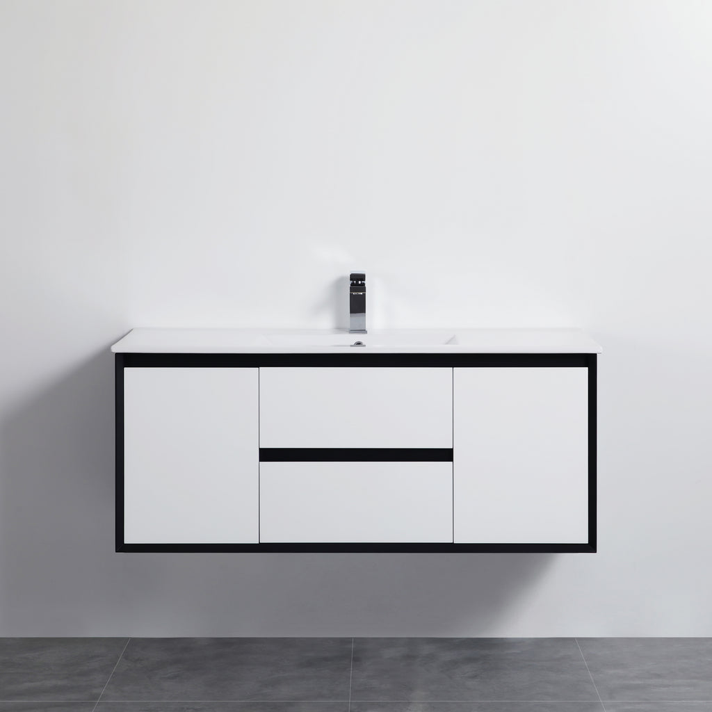 MATTE WHITE AND MATTE BLACK PVC WALL HUNG VANITY 600/750/900/1200/1500mm