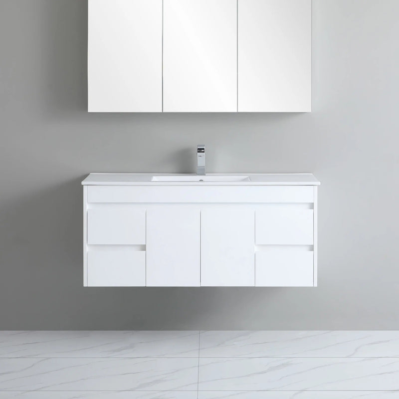 Poseidon White Polyurethane PVC -Standard Wall Hung Vanity (1200mm/1500mm) - FIL Kitchen Bathroom