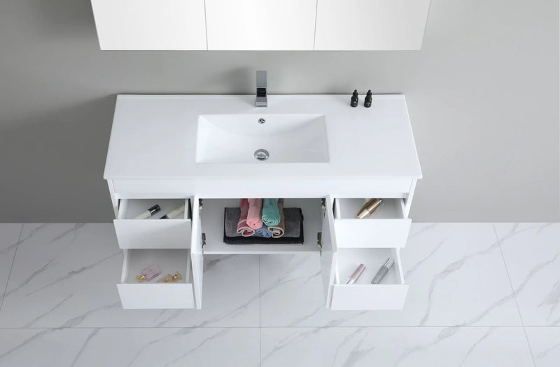 Poseidon White Polyurethane PVC -Standard Wall Hung Vanity (1200mm/1500mm) - FIL Kitchen Bathroom