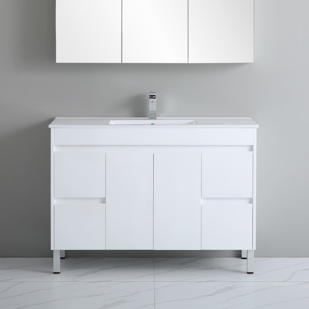 Poseidon White Polyurethane PVC -Standard Freestanding Vanity (1200mm/1500mm/1800mm)