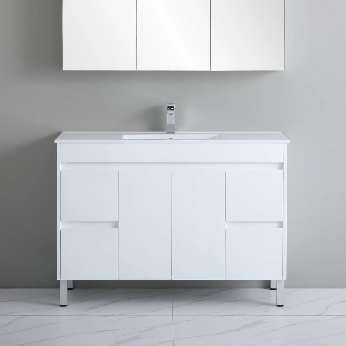 Poseidon White Polyurethane PVC -Standard Freestanding Vanity (1200mm ...