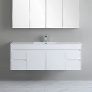 Poseidon White Polyurethane PVC -Standard Wall Hung Vanity (1200mm/1500mm) - FIL Kitchen Bathroom