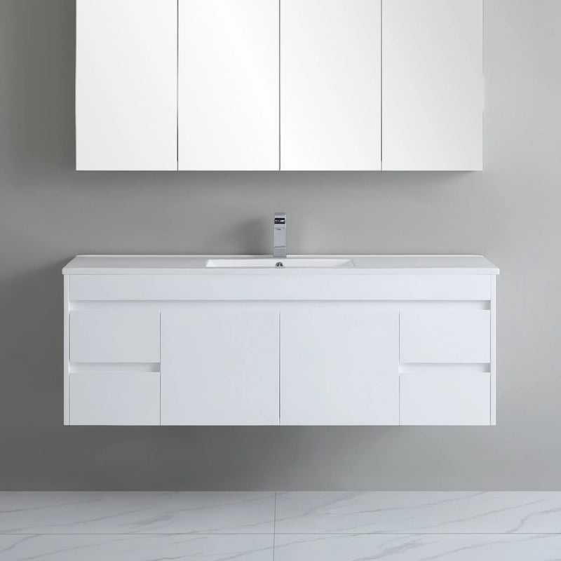 Poseidon White Polyurethane PVC -Standard Wall Hung Vanity (1200mm/1500mm) - FIL Kitchen Bathroom