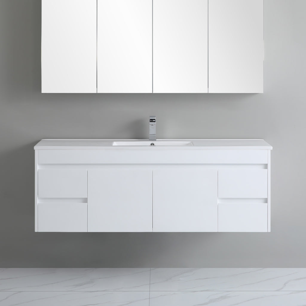 Poseidon White Polyurethane PVC -Standard Wall Hung Vanity (1200mm/1500mm)