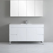 Poseidon White Polyurethane PVC -Standard Freestanding Vanity (1200mm/1500mm/1800mm) - FIL Kitchen Bathroom