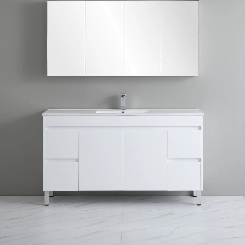 Poseidon White Polyurethane PVC -Standard Freestanding Vanity (1200mm/1500mm/1800mm) - FIL Kitchen Bathroom